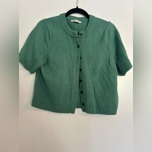 Ambercrombie and Fitch Green Short Sleeved Cardigan Size S